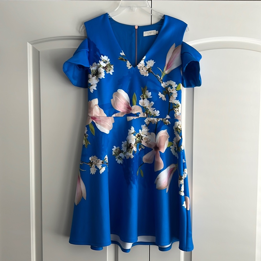 Ted Baker Ambre Harmony Blue Floral Skater Dress